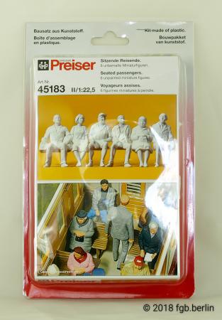 Preiser Sitzende Reisende, 6 Figuren, unbemalt