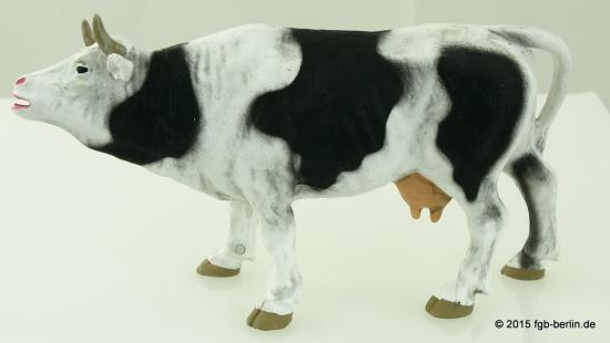 Preiser Elastolin Kuh brüllend, schwarz-weiß