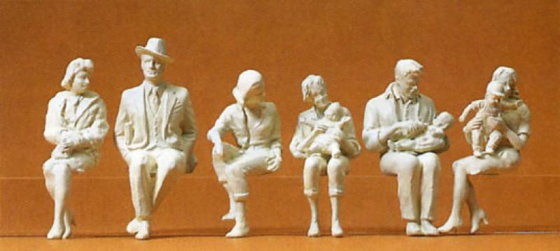 Preiser Sitzende Personen, 6 Figuren, unbemalt